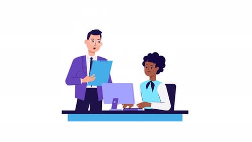 Office workers Characters Animation. co-working space, team work, colleagues