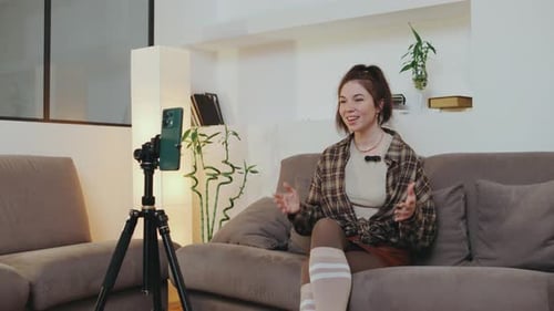 Woman Talking to Camera in Living Room