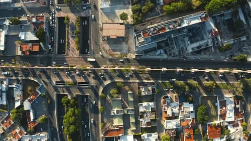 Vertical aerial view of the aqueduct of the city of Queretaro Mexico, 4K.