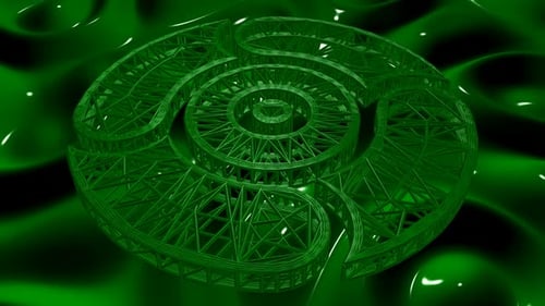 Green Background with Shape and Plasma, Reflection, Unique Design, 3D Render, Exclusive