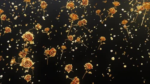 Abstract Falling Golden Roses Background