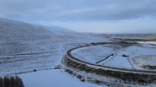 Aerial Winter Mountains Landscape