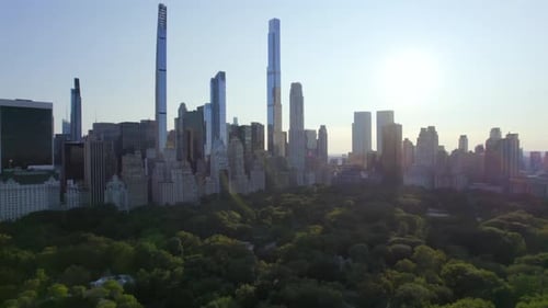 September 2021 - 4K aerial of Manhattan from Central Park, NYC, USA