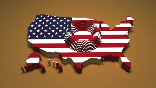 Modern 3D American Flag Map Transform Reveal