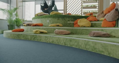 Modern Workplace Relaxing Area with Beanbag Cushions