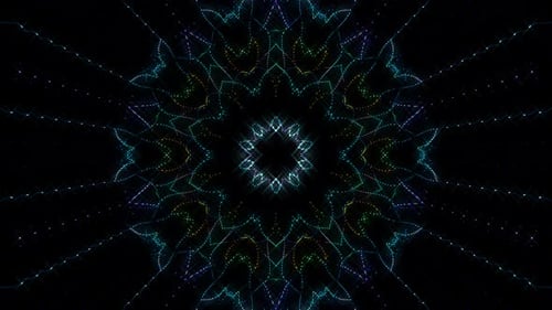 3D background moving stripes and flashing with shining light lines. Animation with circles