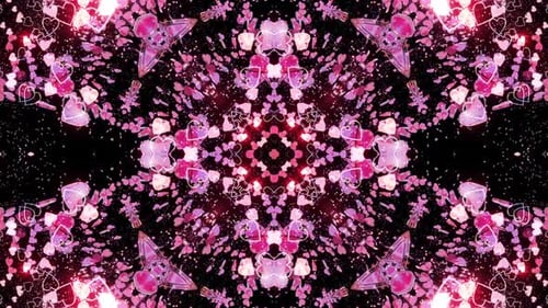 Tunnel and Kaleidoscope of Pink Hearts