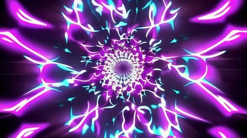 Vibrant Neon Psychedelic Kaleidoscope Tunnel Loop