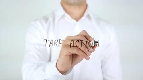 Writing Take Action on Clear Surface