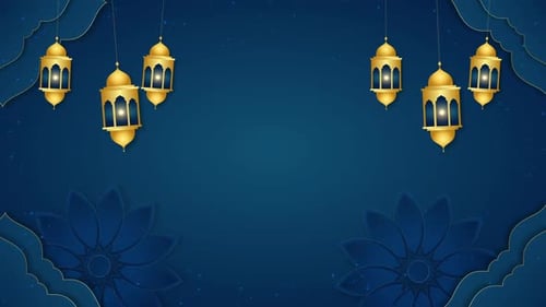 Golden Islamic Lanterns Background for Ramadan and Eid Celebrations