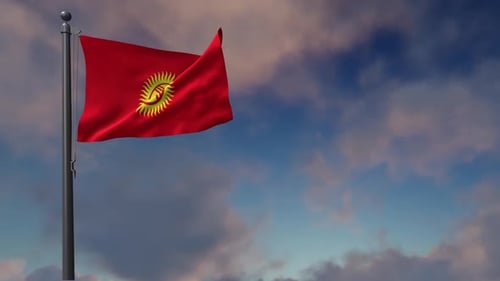 Kyrgyzstan National Flag Waving in Realistic Seamless Loop