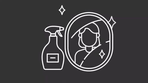 Animated Line Icon: Mirror Cleaning with Spray Bottle