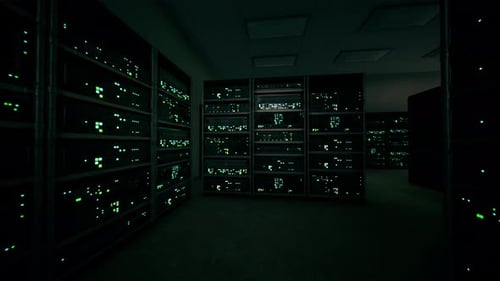 Network Server Room with Computers for Digital Tv Ip Communications