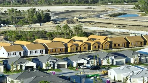 Aerial View of Suburban Homes Under Construction