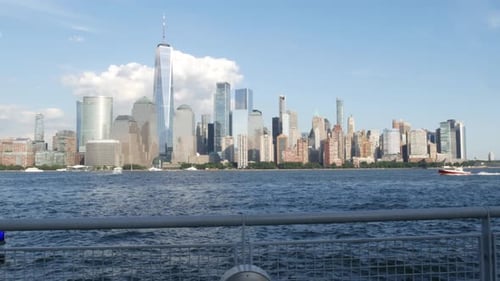 New York City Waterfront Skyline Manhattan Downtown Financial District World Trade Center Cityscape