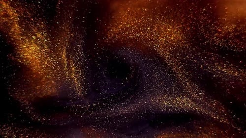 Gold Particles Abstract Background with Shining Golden Floating Dust Particles