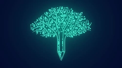 Education Tree with pencil back to school animation
