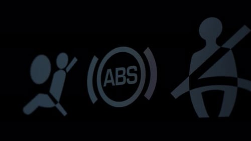 Car Dashboard Symbols Airbag ABS Seatbelt Close Up