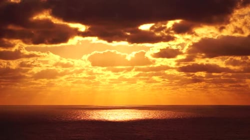 Aerial View Dramatic Sunset with Sea and Gloomy Clouds Abstract Aerial Nature Summer Ocean Sunset