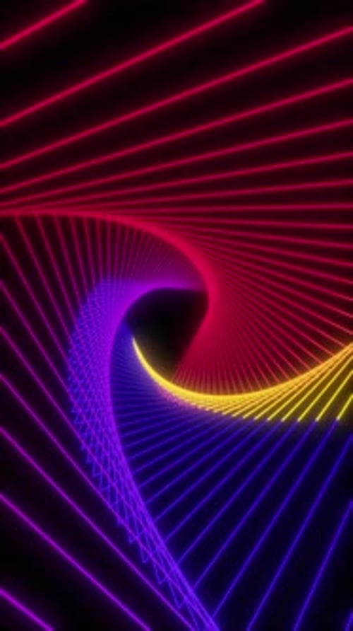Abstract Neon Triangle Twisting Tunnel Loop