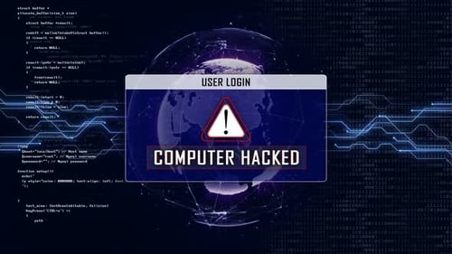 Computer Hacked Text and User Login Interface, Looped