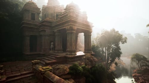 Ancient Cambodian Castle Amidst Forest