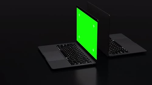 Two Green Screened Laptops