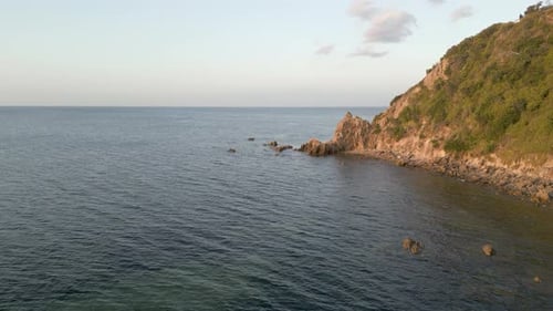 Beautiful Coastline Cliff Beach at Sunset