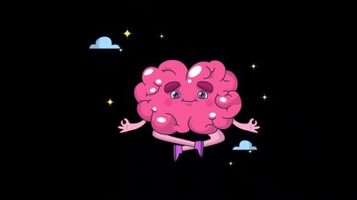 Happy Brain Character – Meditation and Mindfulness Animation Alpha Channel