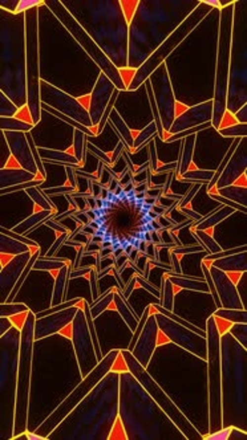 Glowing Geometric Star Tunnel Abstract Loop