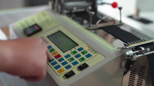 Close View of Label Printer Controls with Operator Calibrating Settings