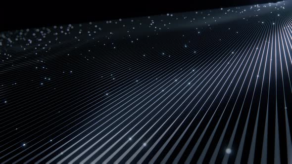 Abstract Digital Wavy Lines and Glowing Particles Background ...