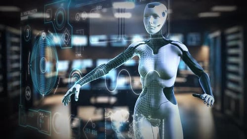 AI Robot Manipulating Holographic User Interface Technology