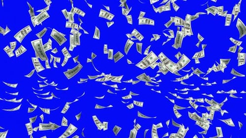 Falling Hundred Dollar Bills Blue Screen Effect