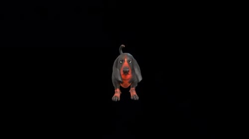 Animated Basset Hound Dog Playful 3D Character with Glowing Details