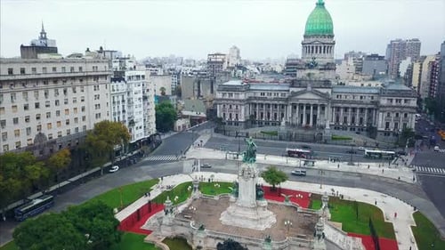 Flight towards the Congress building in the city of Buenos Aires in Argentina