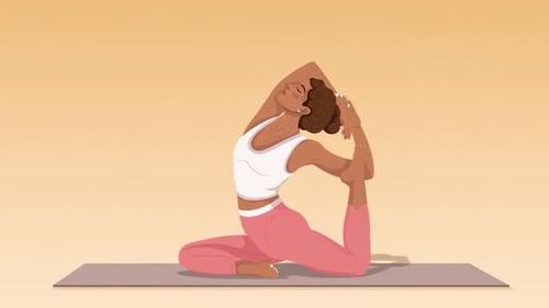 Femme faisant du yoga calmement - Pose de pigeon - Flexibilité - Bien-être - Pleine conscience - Journée de yoga