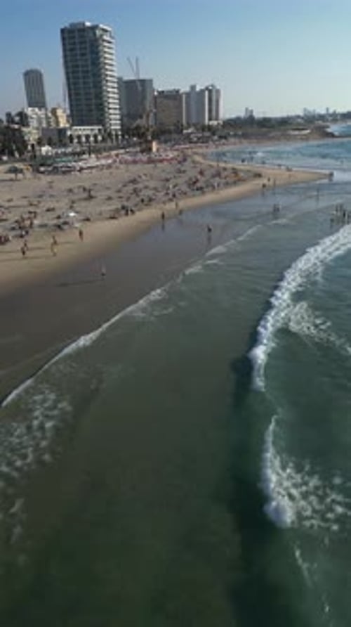 Aerial video on the beaches of Tel Aviv