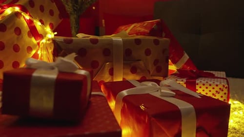 Christmas Gifts Underneath a Decorated Christmas Tree