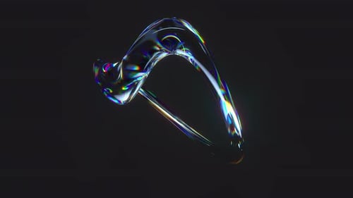 Torus aus transparentem gedrehtem Glas mit irisierendem Effekt.