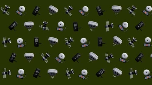 Animated 3D Security Icons Seamless Looping Pattern