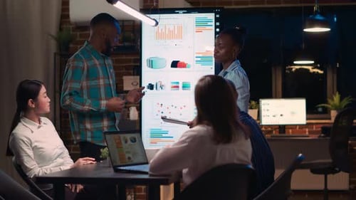 Business Presentation on Smart Board in Urban Office