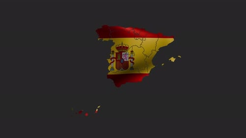 Animierte Nationalflagge, die im Umriss der spanischen Karte sichtbar ist