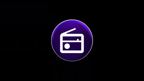 Purple Glossy 3D Radio Icon Spinning Animation