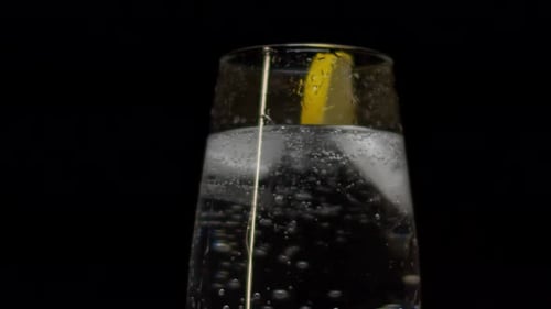 Refreshing Lemon Drink with Ice Cubes