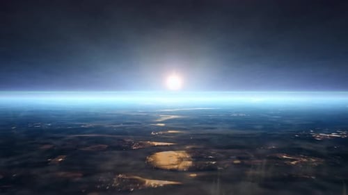 Orbitando en la atmósfera azul del planeta Tierra vista desde el espacio. Bucle sin costuras