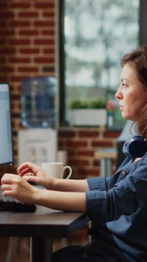 Vertical Video Female Engineer Working on Turbine Component Development