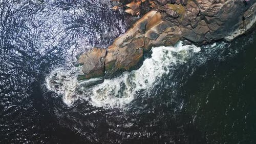 Rocky Coast and Blue Sea Top Down Aerial View of the Coastline Atlantic Ocean Coastline on the South