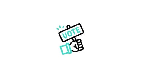 Animated Hand Holding Vote Sign for Elections and Justice