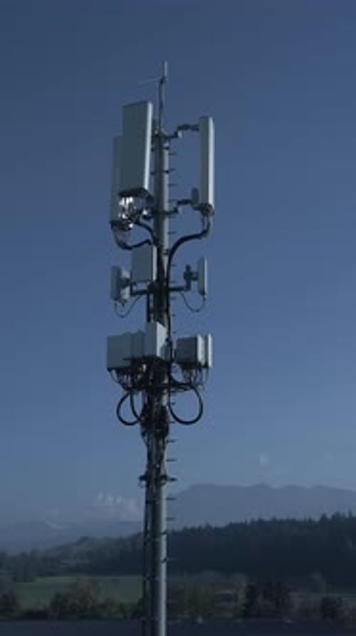 A Modern Telecom Tower Equipped with Advanced 5G Antennas for Seamless Connectivity
